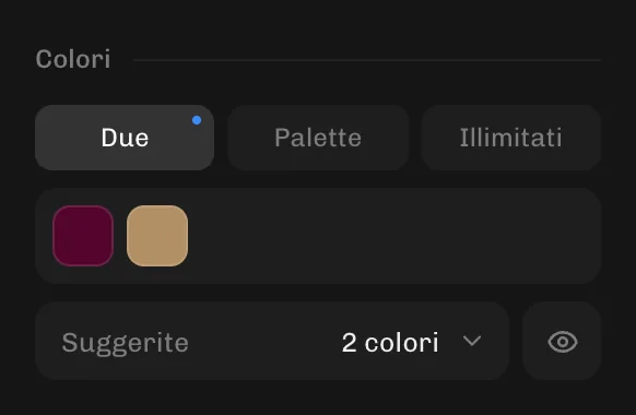 Il pannello dei colori, dove scegli quanti livelli tagliare