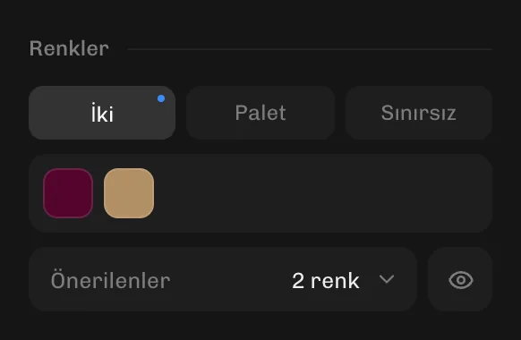 Kaç katman keseceğini seçtiğin renk paneli